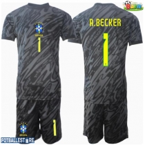 Brasil Alisson Becker #1 Keeper Bortedraktsett Barn Copa America 2024 Kortermet (+ Korte bukser)